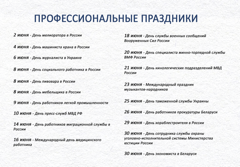 Календарь праздников на 25 апреля 2023 г.