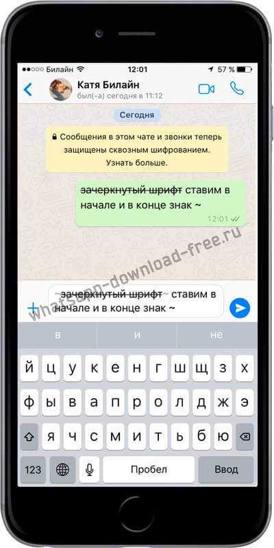 Как в ватсапе менять шрифт: сделать жирный, зачеркнутый, курсив