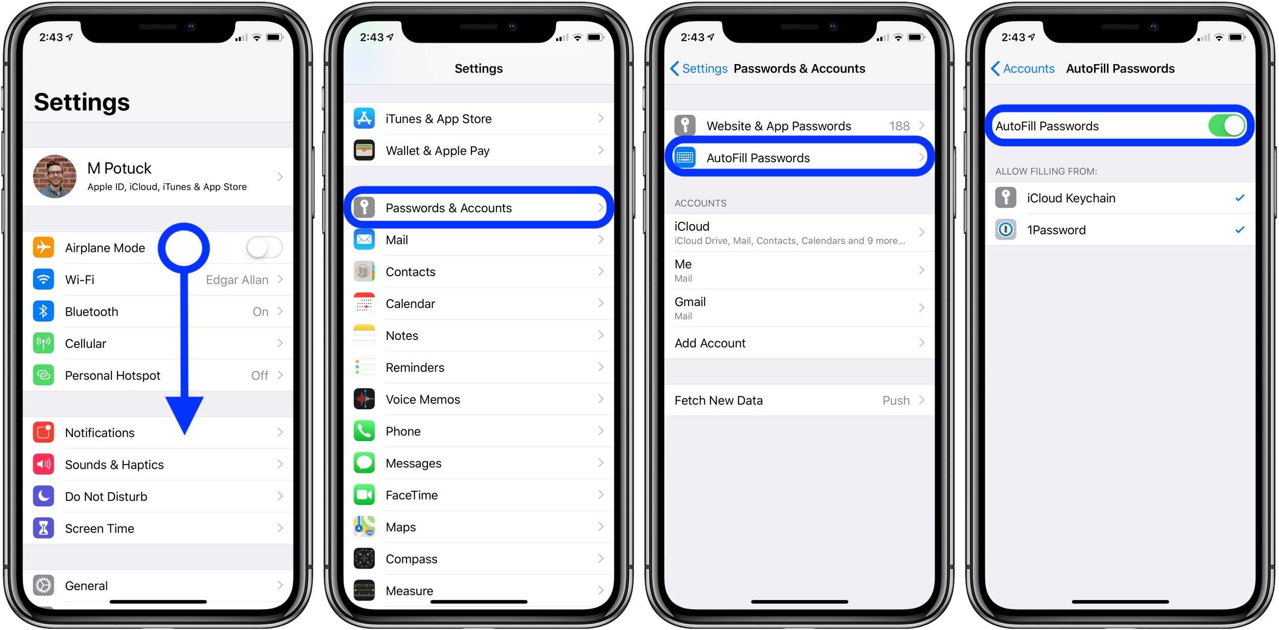 Почему на iphone не работает автозаполнение паролей