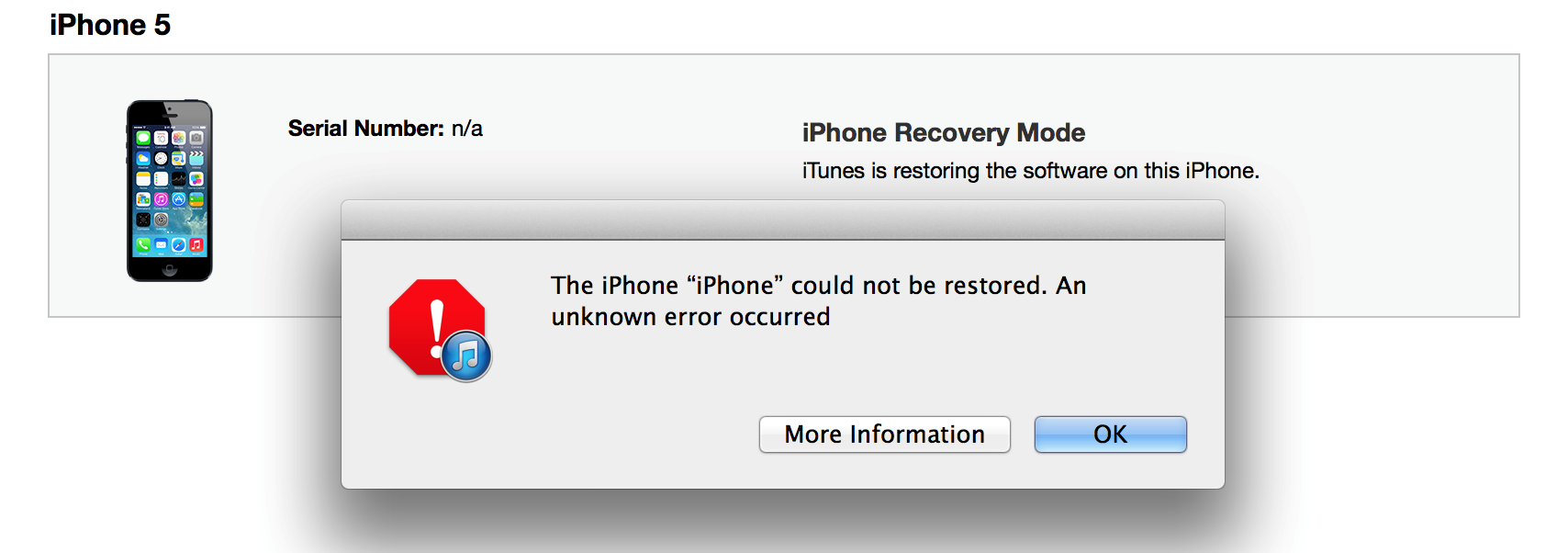 Возможные ошибки при восстановлении iphone