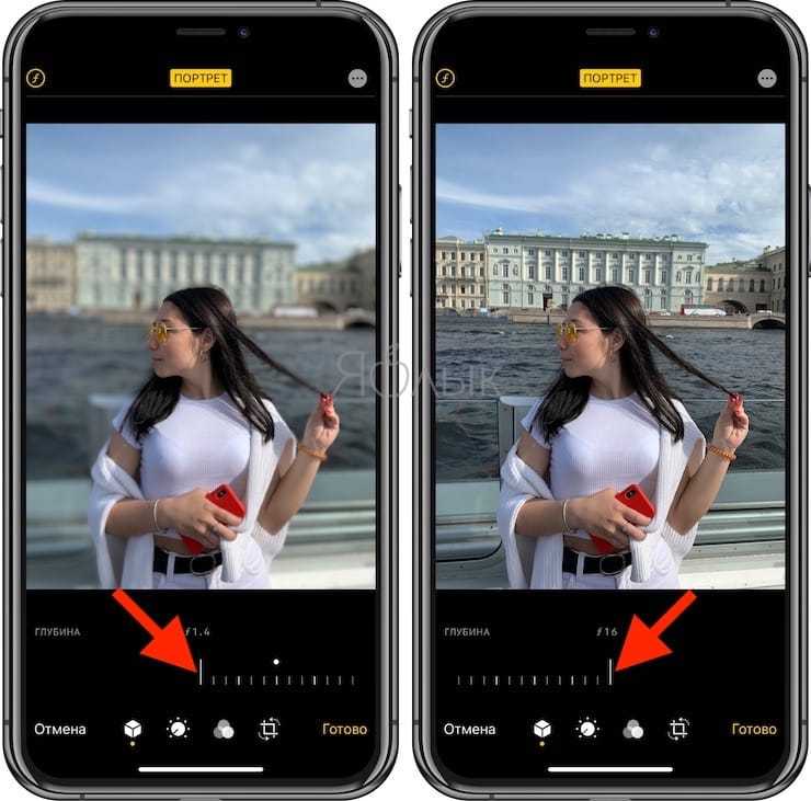 Размытие фона на фото iphone