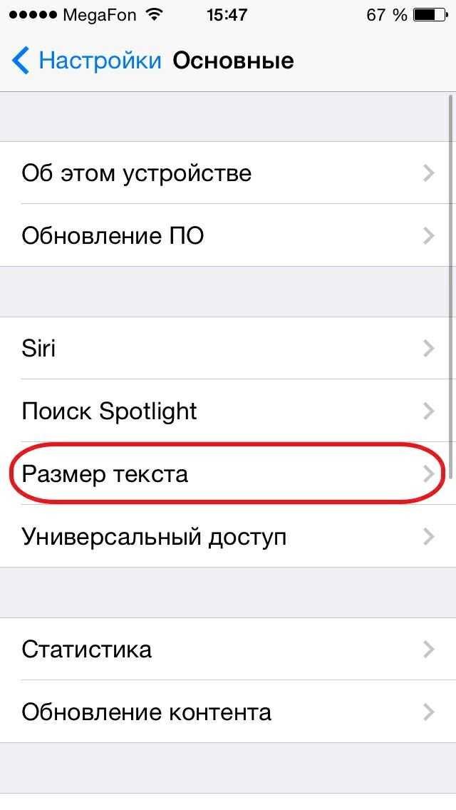 Как сделать текст на iphone крупнее?
