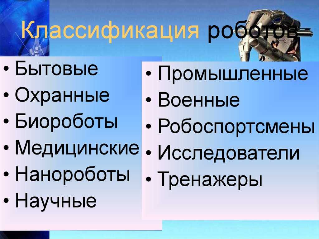 Виды роботов и классификация в робототехнике
